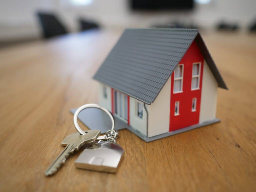Key with House Key-ring on Desk